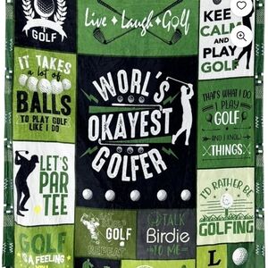 Green Golf-Themed Blanket